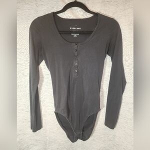 Everlane Small Long sleeve Scoop neck Body Suit Super Soft Black